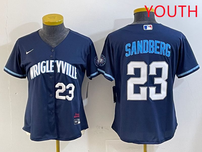 Youth Chicago Cubs #23 Sandberg Blue City Edition Game 2025 Nike MLB Jersey style 3